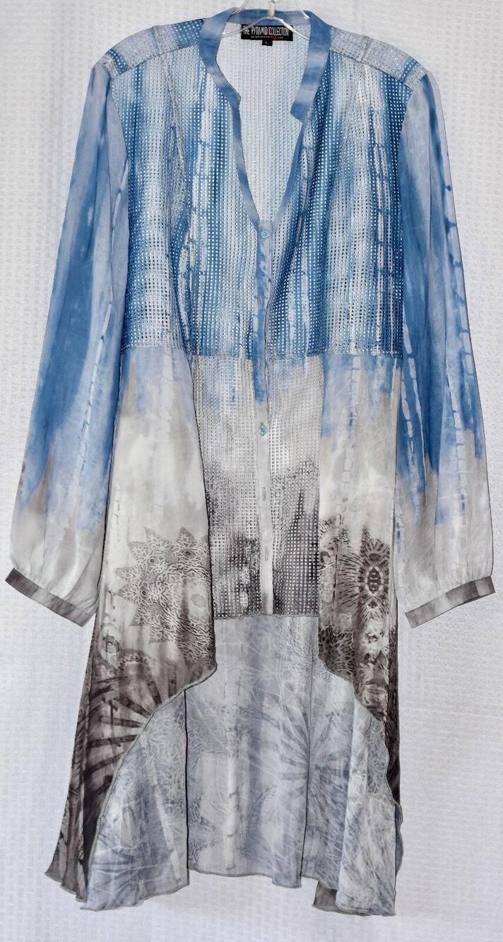 The Pyramid Collection Long Sleeve Hi Low Tunic Blouse Size Large
